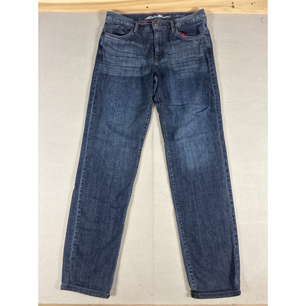 Eddie Bauer Boyfriend Jeans Womens 8 Dark Wash Relaxed Fit Denim Blue Classic